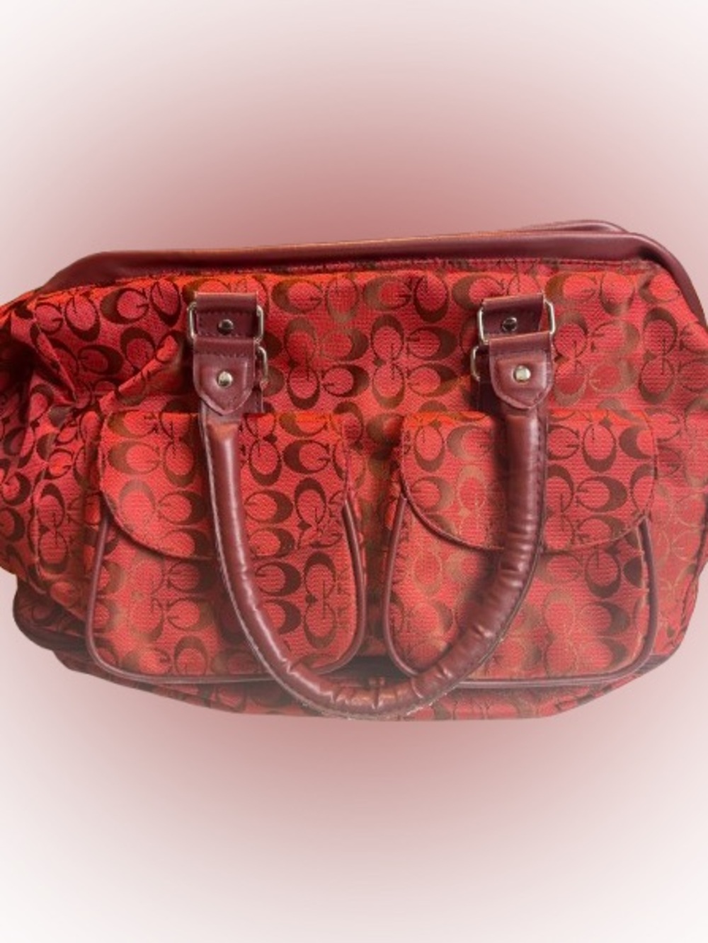 Guess Red Signature Monogram Tote Bag